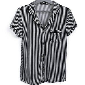 Tart Intimates Pajama Top, Button Front, Striped, Size M